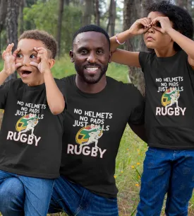 1sttheworld T-Shirt - Funny South Africa Rugby No Helmets T-Shirt Black A35