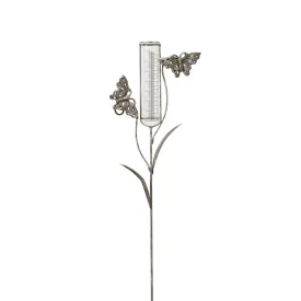 36.5 in Metal Butterfly Garden Stake Rain Gauge