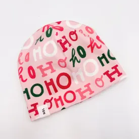 Beanie Hat (Ho Ho Ho in Red, Pink and Green)