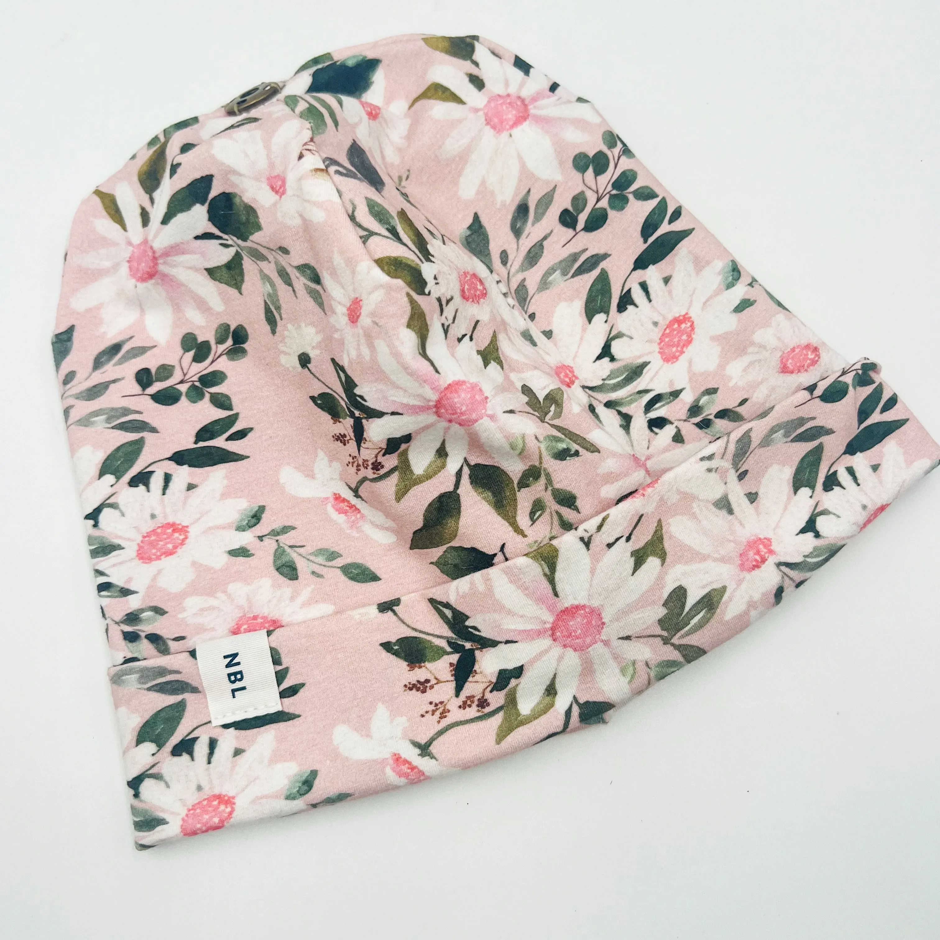 Beanie Hat (pink daisy)