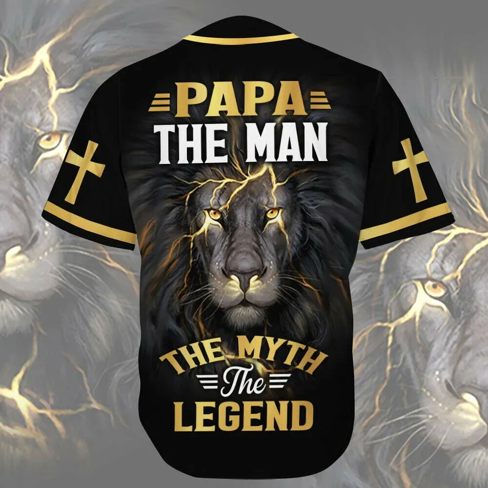 Cross, Lion Baseball Jersey - Papa The Man The Legend Custom Baseball Jersey For Men Women