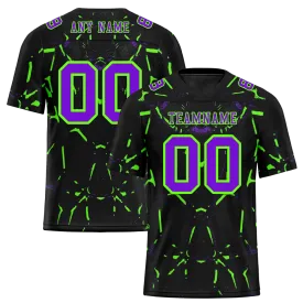 Custom Black Graffiti Pattern Purple Personalized Authentic Football Jersey FBJ02-bc0fac0