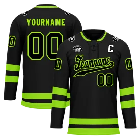 Custom Black Green Personalized Hockey Jersey HCKJ01-D0a70b8