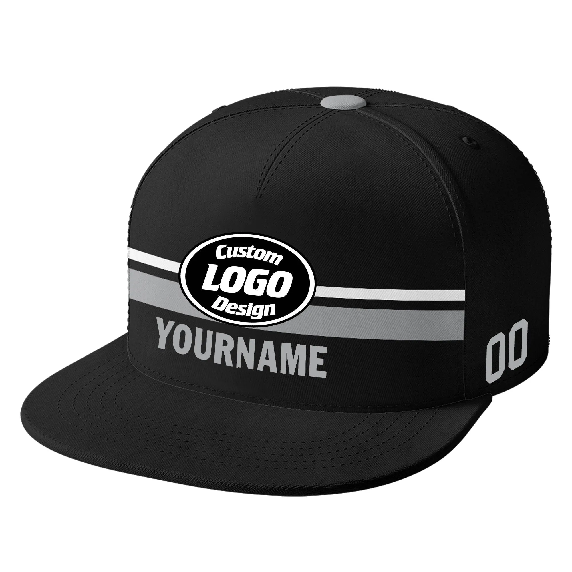 Custom Black Las Vegas Hat Sport Design Cap Stitched Adjustable Personalized PR067B-D020262-20