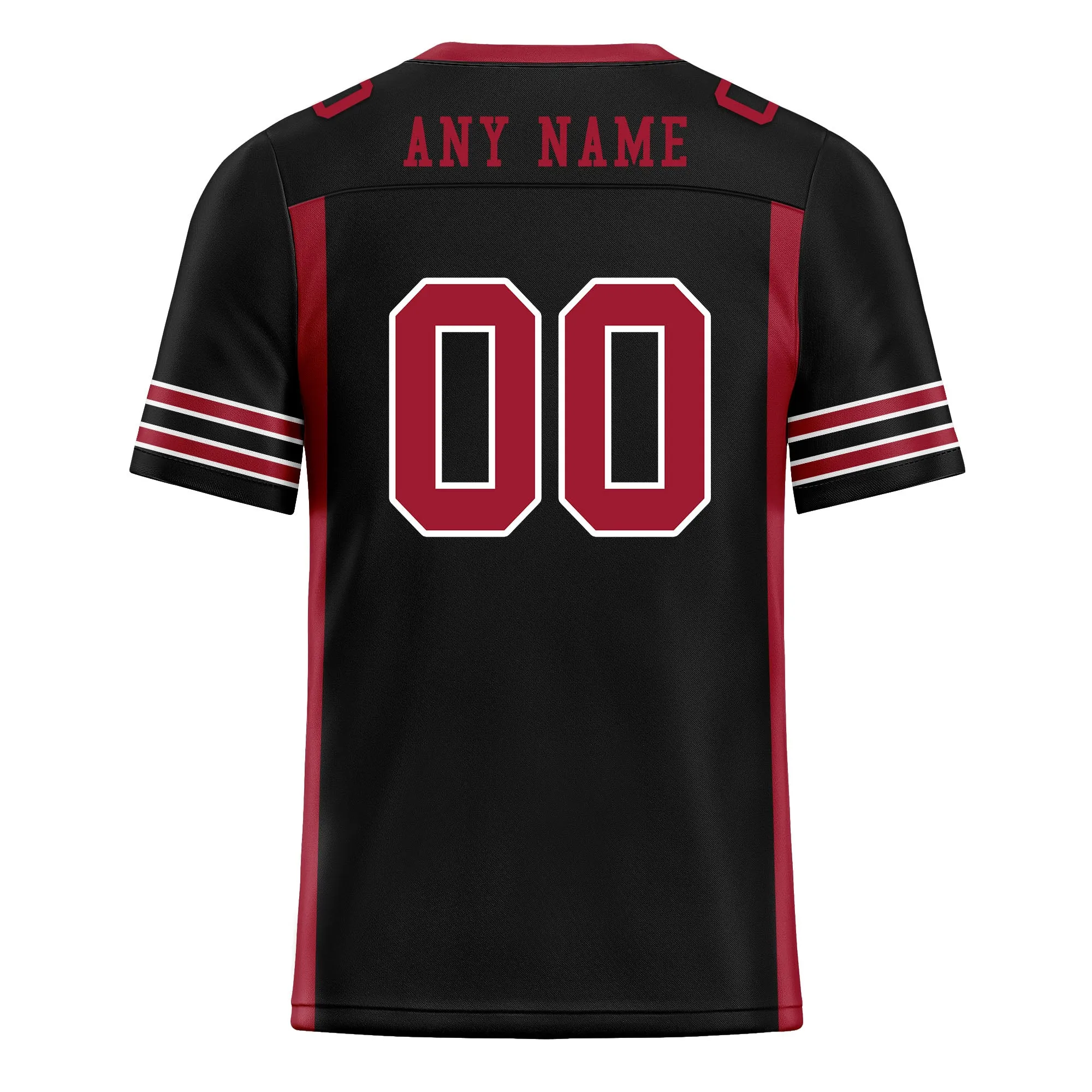 Custom Black Red Striped Sleeves Personalized Authentic Football Jersey FBJ02-D06074