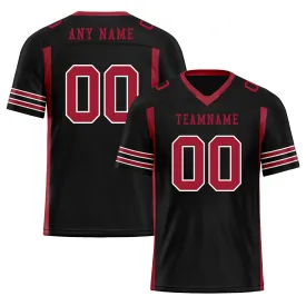 Custom Black Red Striped Sleeves Personalized Authentic Football Jersey FBJ02-D06074