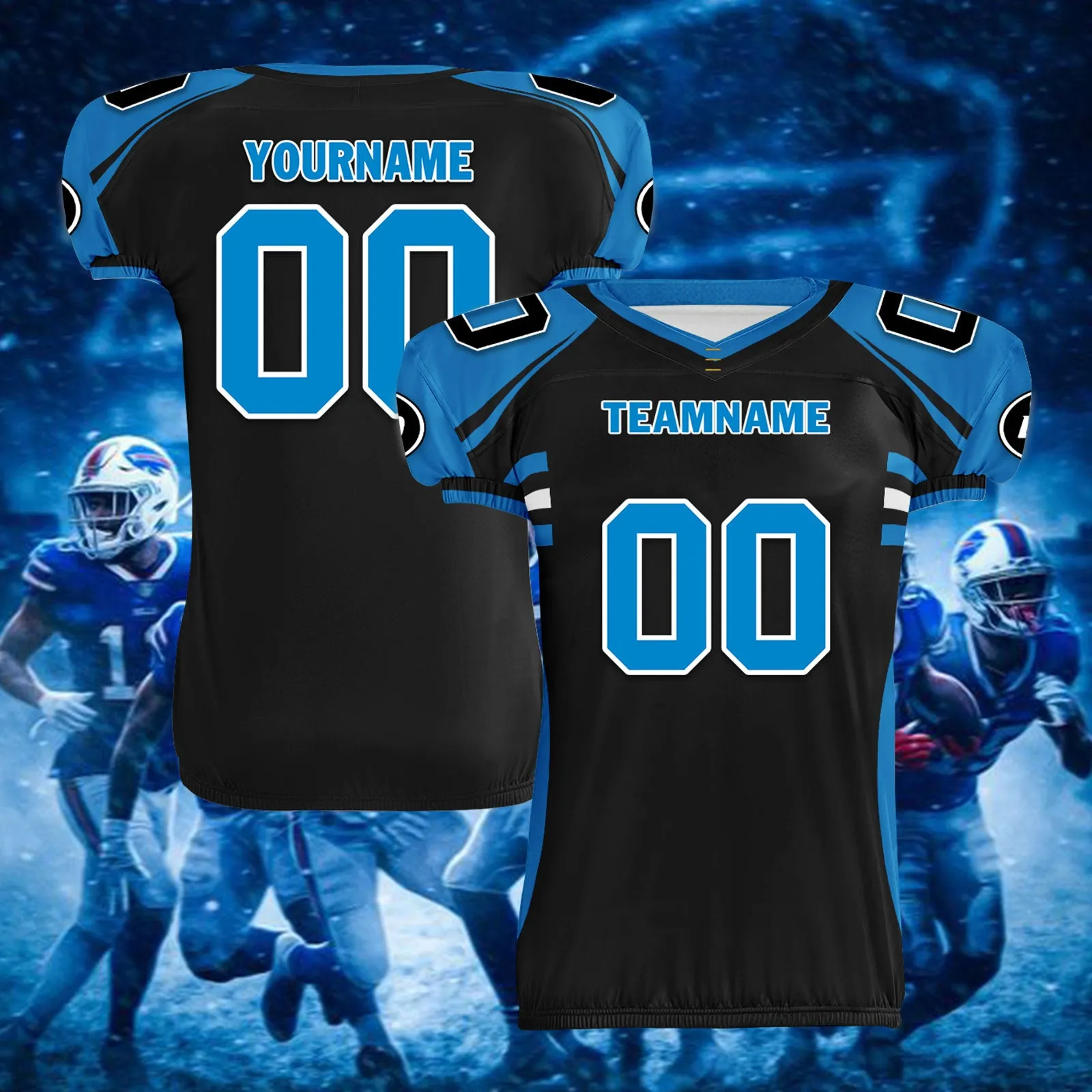 Custom Blue Black North Carolina High-Performance American Football Jersey FBJ06-D023001-5