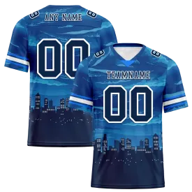 Custom Blue Graffiti Pattern Black Personalized Authentic Football Jersey FBJ02-bc0fada