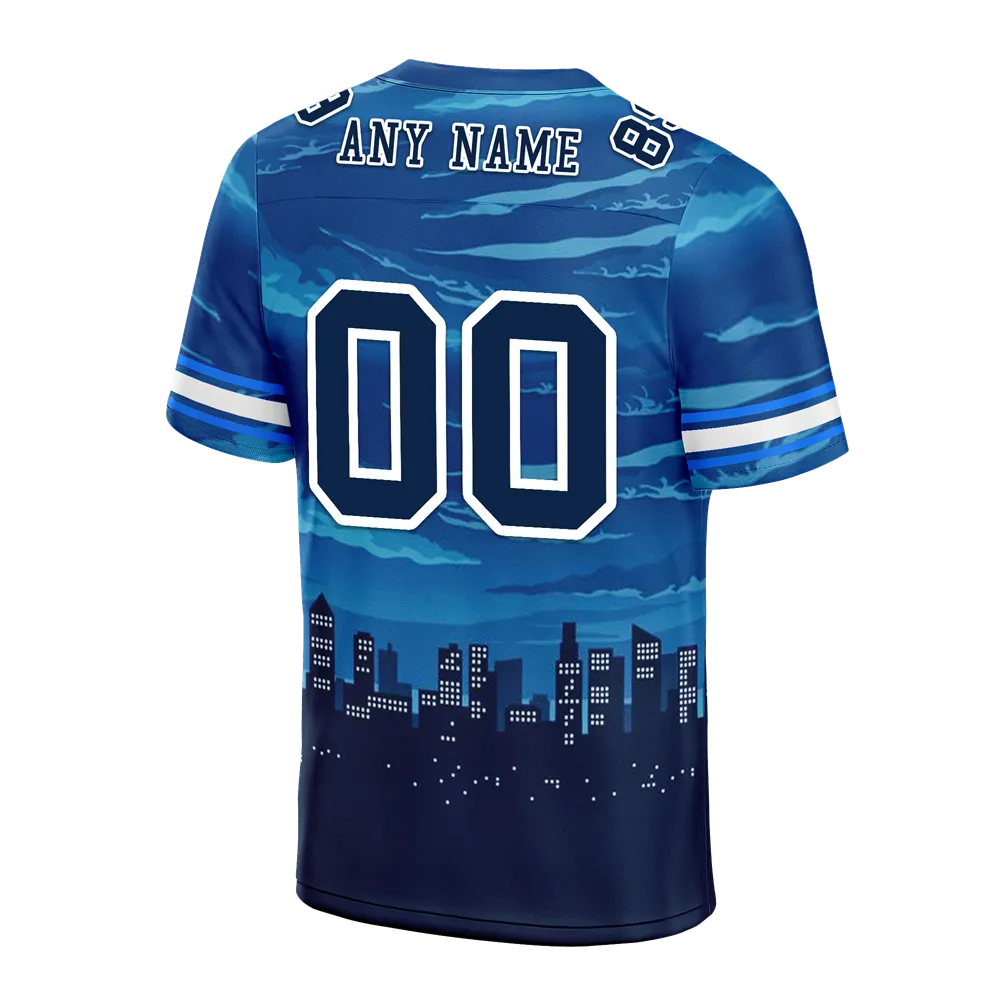 Custom Blue Graffiti Pattern Black Personalized Authentic Football Jersey FBJ02-bc0fada