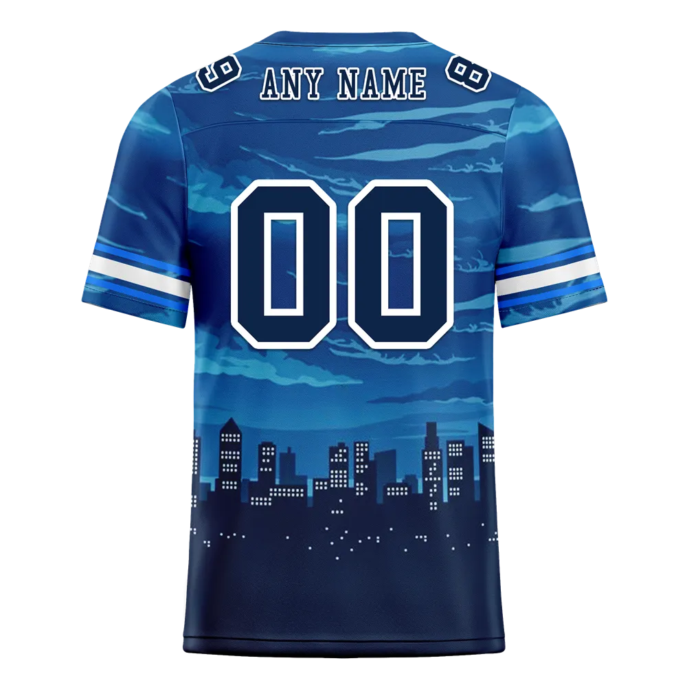 Custom Blue Graffiti Pattern Black Personalized Authentic Football Jersey FBJ02-bc0fada