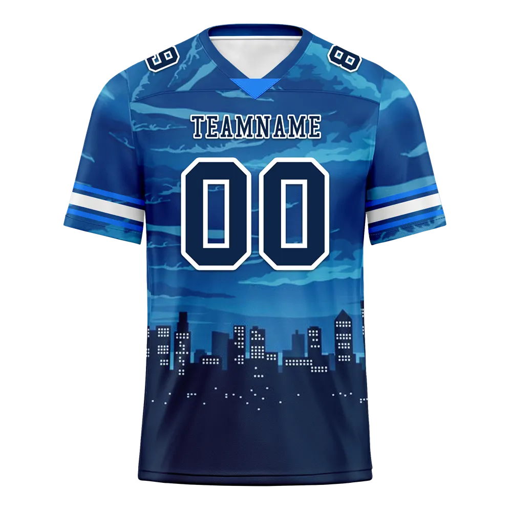 Custom Blue Graffiti Pattern Black Personalized Authentic Football Jersey FBJ02-bc0fada