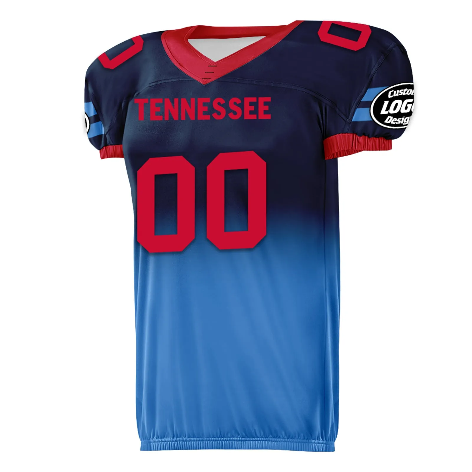 Custom Blue Red Fade Fashion Tennessee High-Performance American Football Jersey FBJ06-D020252-32