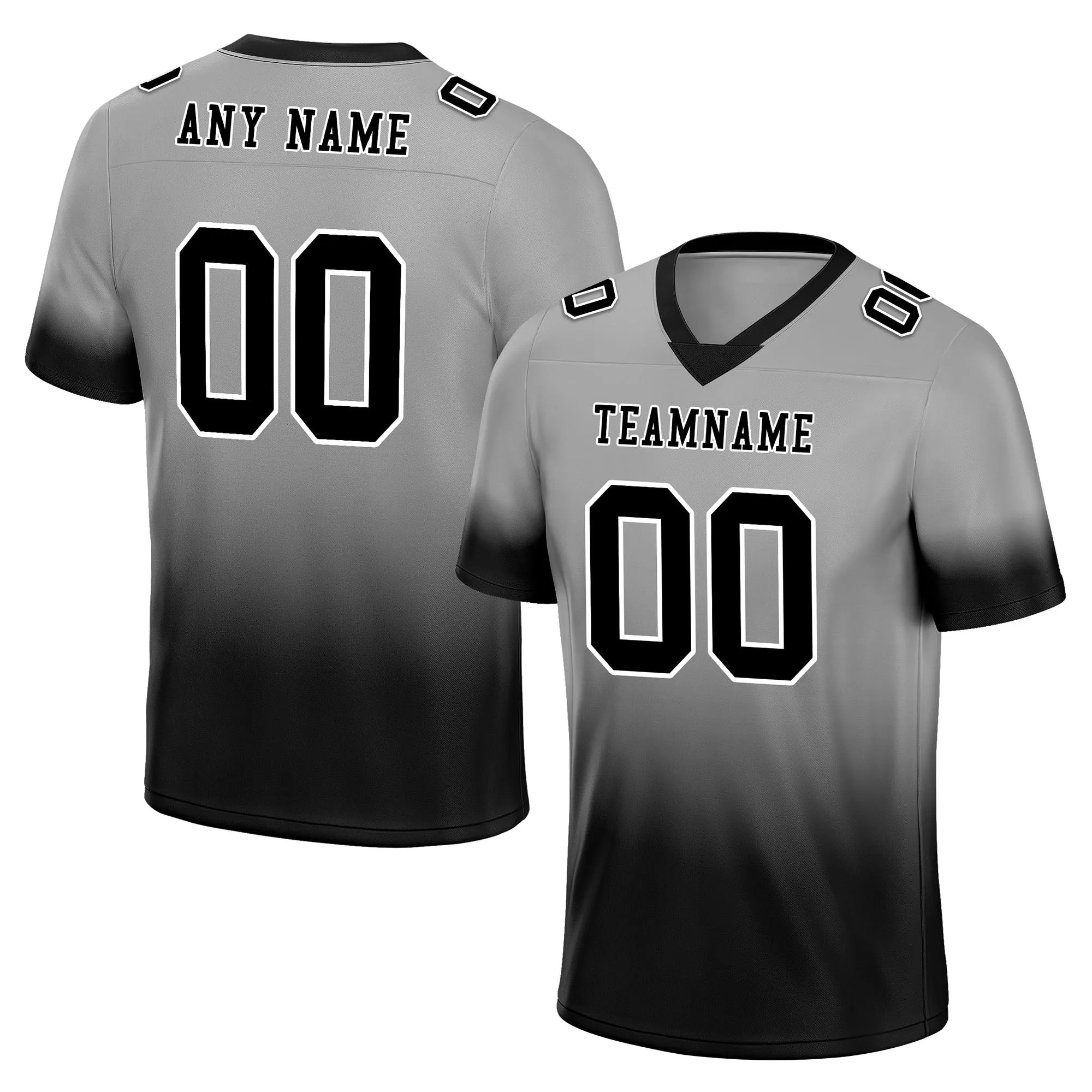 Custom Gray Black Fade Fashion Personalized Authentic Football Jersey FBJ02-D06103