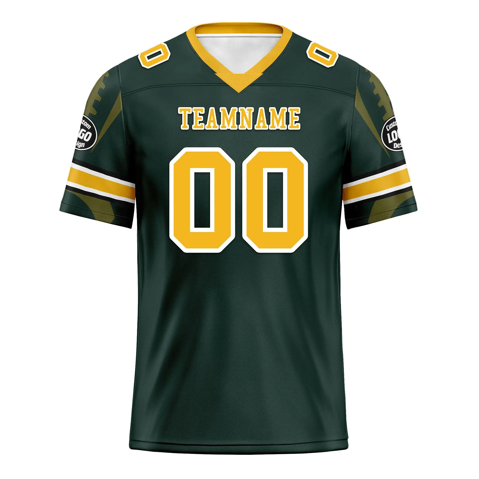 Custom Green Green Bay Personalized Authentic Football Jersey FBJ02-D025033-13