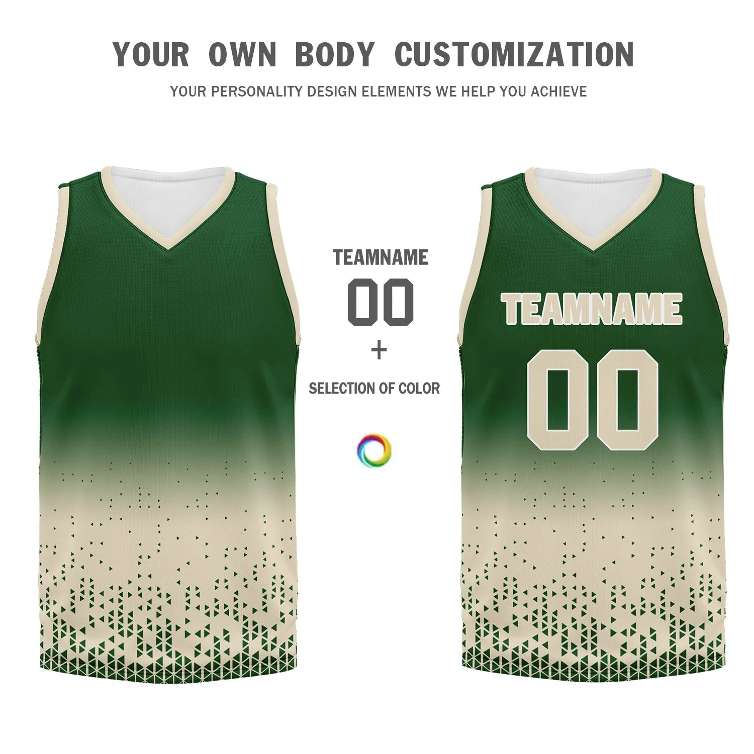 Custom Green Yellow Fade Fashion Sports Uniform Basketball Jersey BBJ01-D020102-7