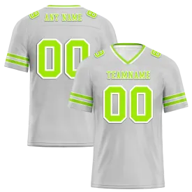 Custom Grey Sleeve Stripes Green Personalized Authentic Football Jersey FBJ02-bc0f078