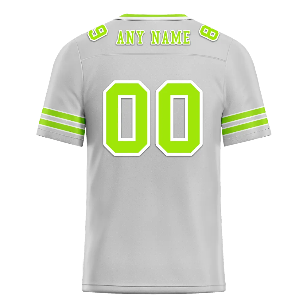 Custom Grey Sleeve Stripes Green Personalized Authentic Football Jersey FBJ02-bc0f078