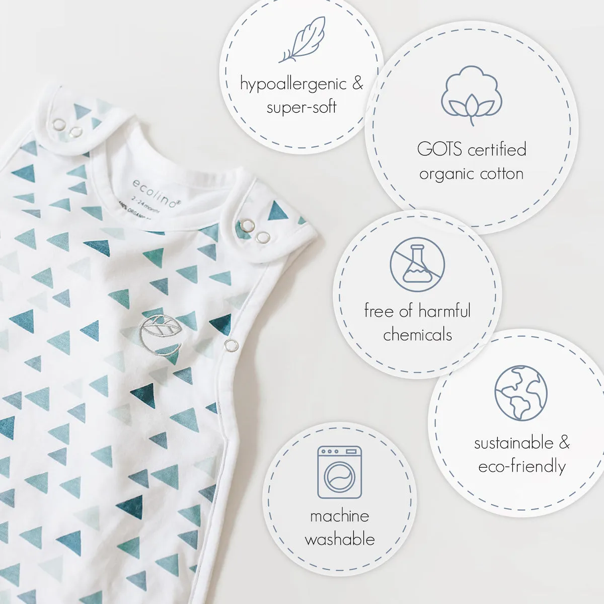 Ecolino® Adjustable Baby Sleep Bag, Organic Cotton, Universal Size: 2 Months - 2 Years, Goose