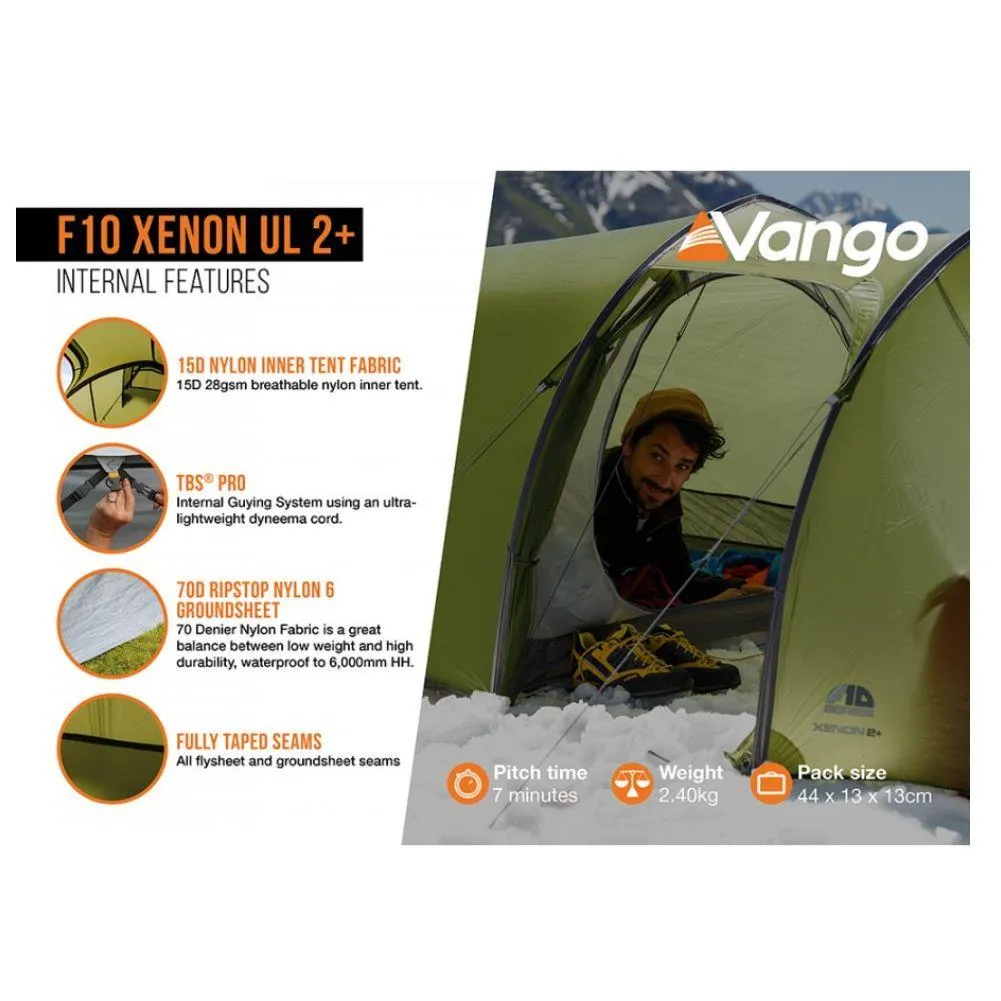 Force Ten (F10) Xenon UL 2 Plus Tent - 2 Man Lightweight Tent (2023)