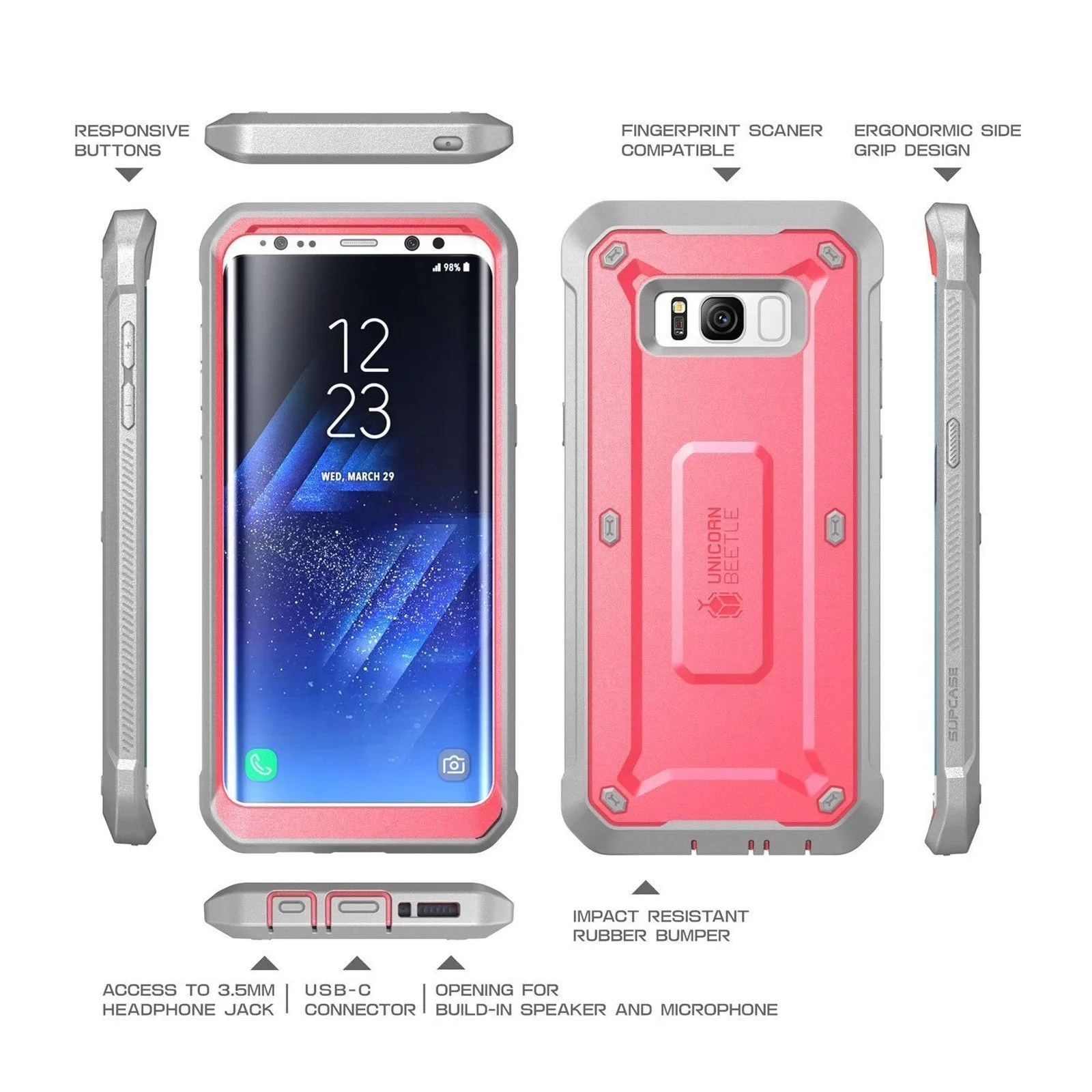 Galaxy S8 Plus Unicorn Beetle Pro Full Body Rugged Holster Case-Pink