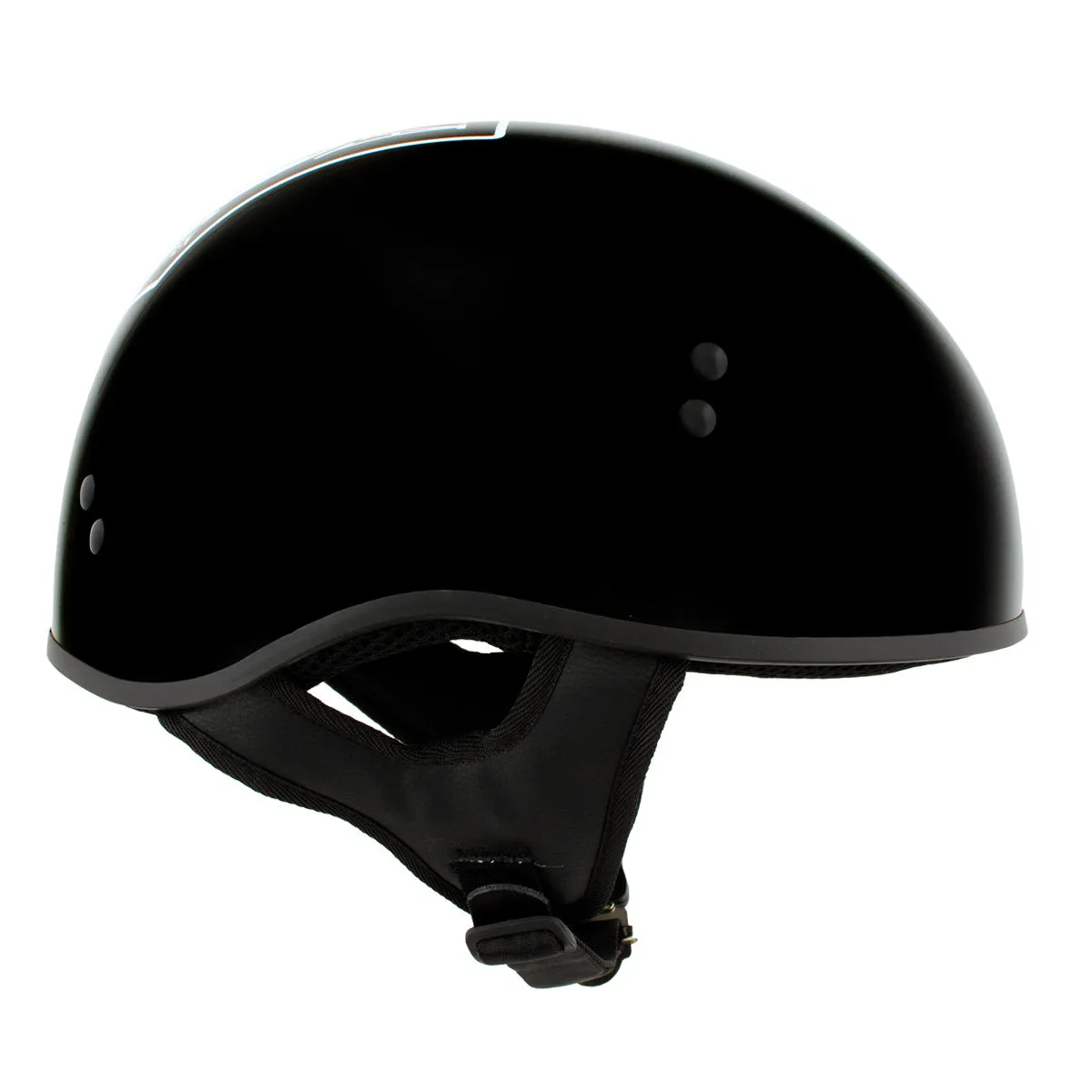 Hot Leathers HLD1004 POW Gloss Black Motorcycle DOT Approved Skull Cap Half Biker Helmet