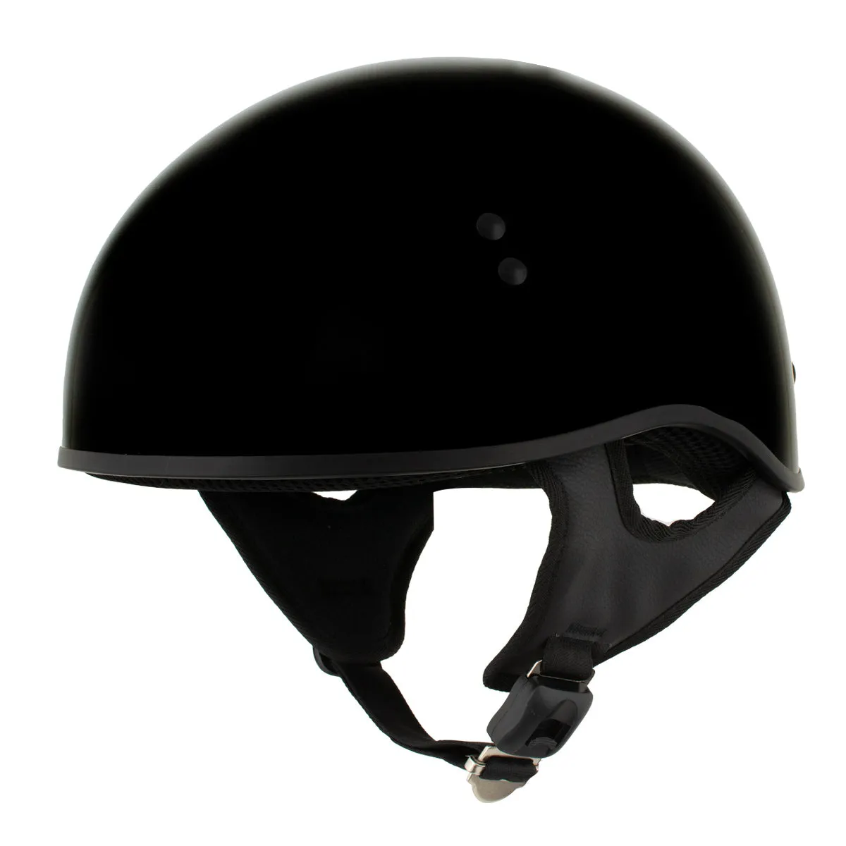 Hot Leathers HLD1004 POW Gloss Black Motorcycle DOT Approved Skull Cap Half Biker Helmet