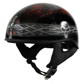 Hot Leathers HLD1008 Black 'Celtic Cross' Motorcycle DOT Approved Skull Cap Half Helmet for Men and Women Biker