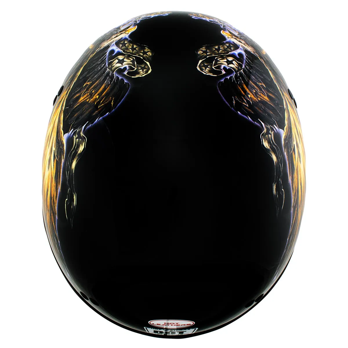 Hot Leathers HLD1028 'USA Eagle' Flat Black Motorcycle DOT Skull Cap Helmet