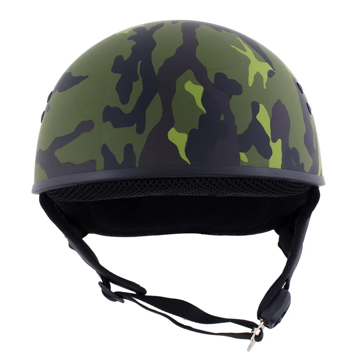 Hot Leathers HLD1049 'Camo Matte' Matte Green Motorcycle DOT Skull Cap Helmet