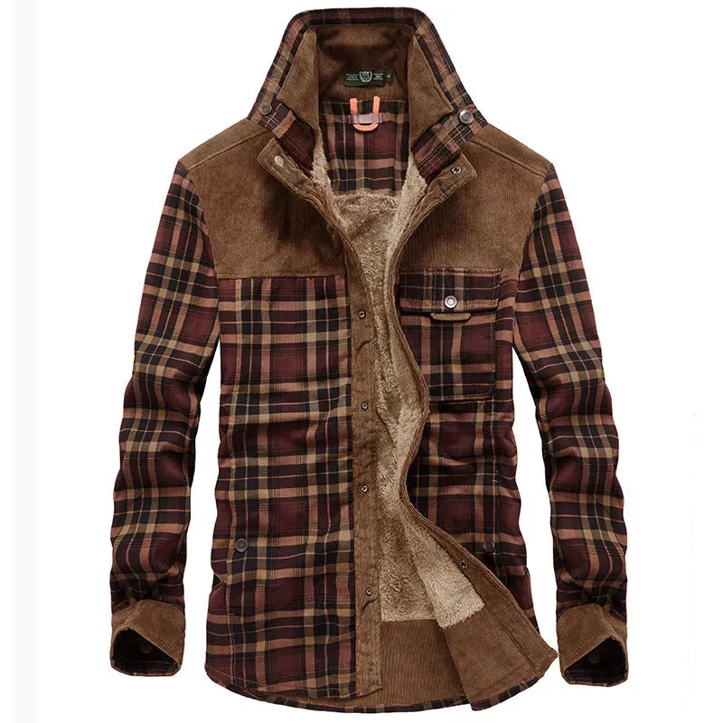 Men's Warm Plaid Fleece-Lined Shacket