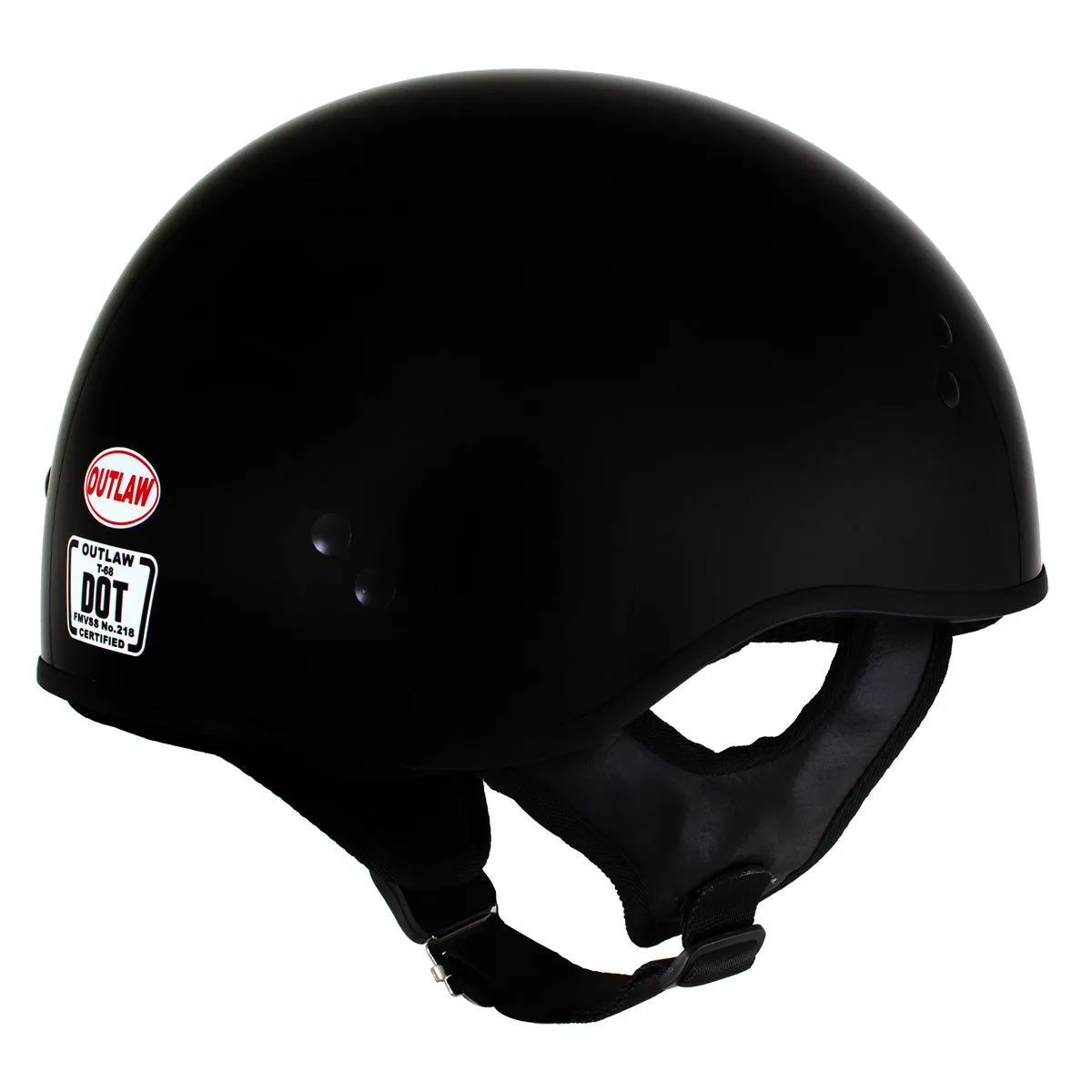 Outlaw T68 'The O.G.' Gloss Black Advanced DOT Skull Cap Motorcycle Helmet