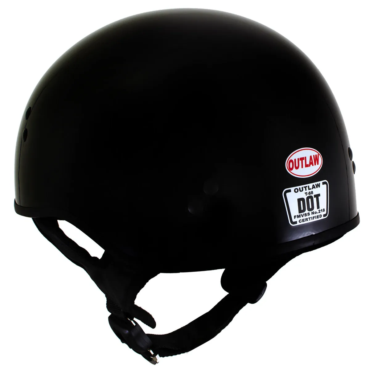 Outlaw T68 'The O.G.' Gloss Black Advanced DOT Skull Cap Motorcycle Helmet