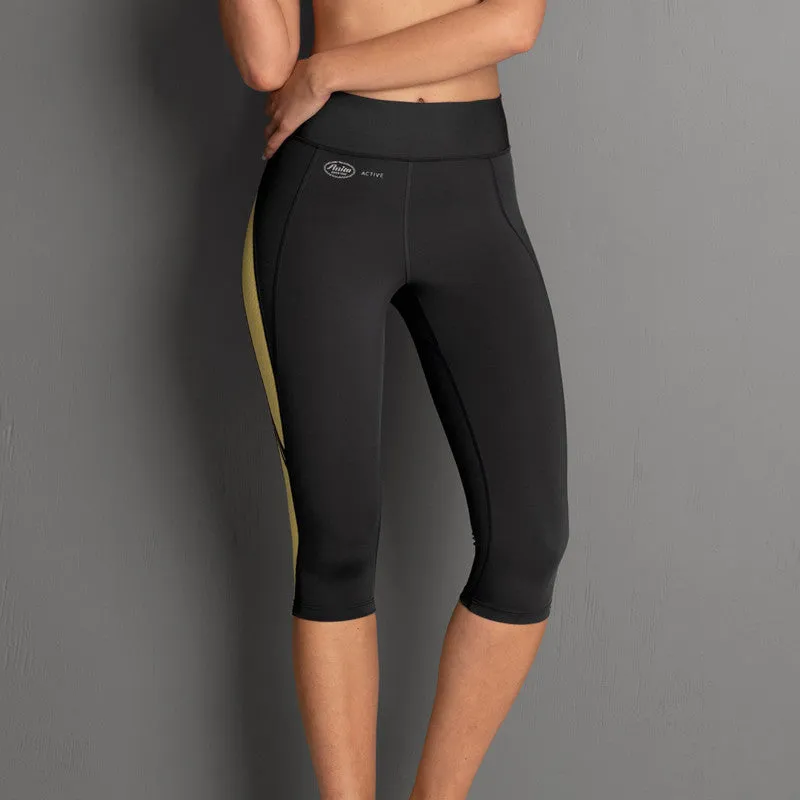 Sports Tights Leggings 3/4 Length Yellow Grey - Anita