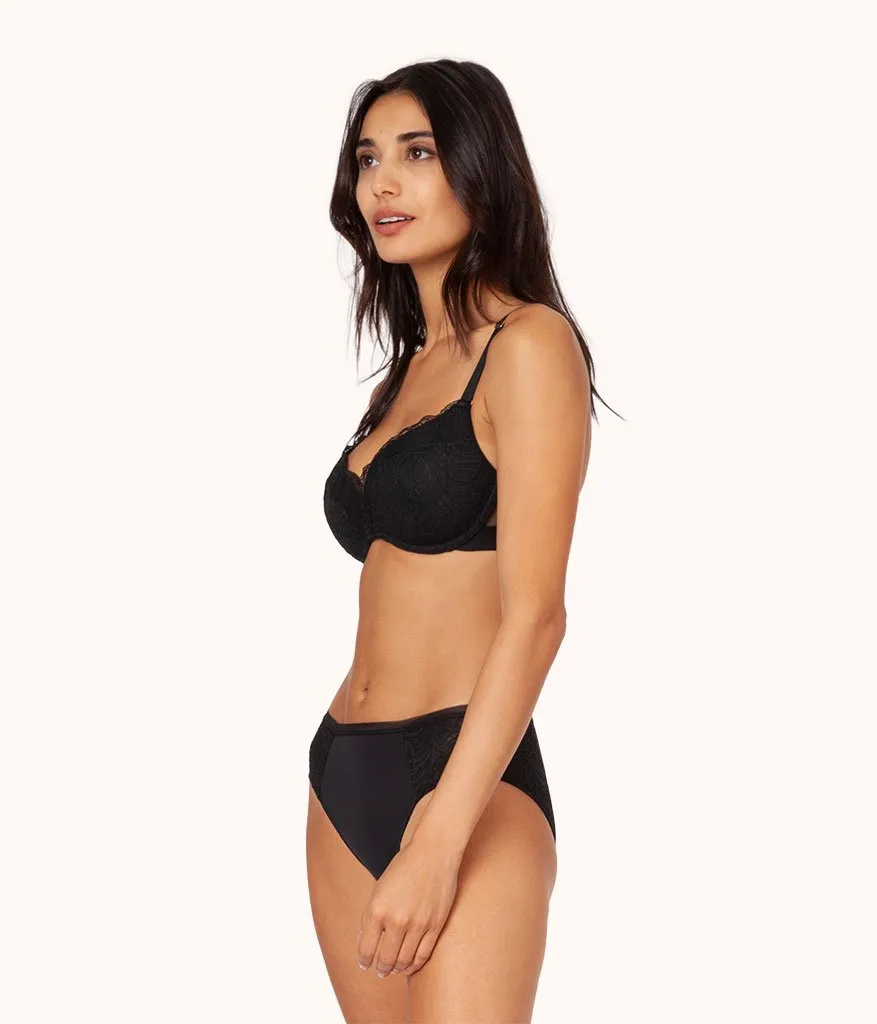 The Lace No-Wire Push-Up: Jet Black